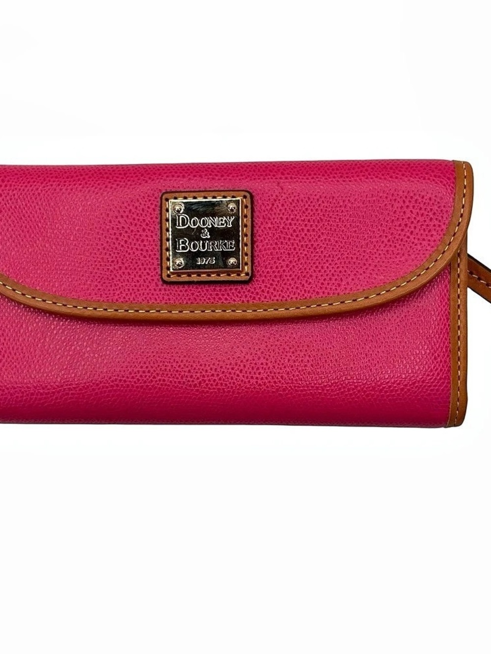 Dooney & Bourke Pebble Grain Continental Clutch Pink & Brown Wallet